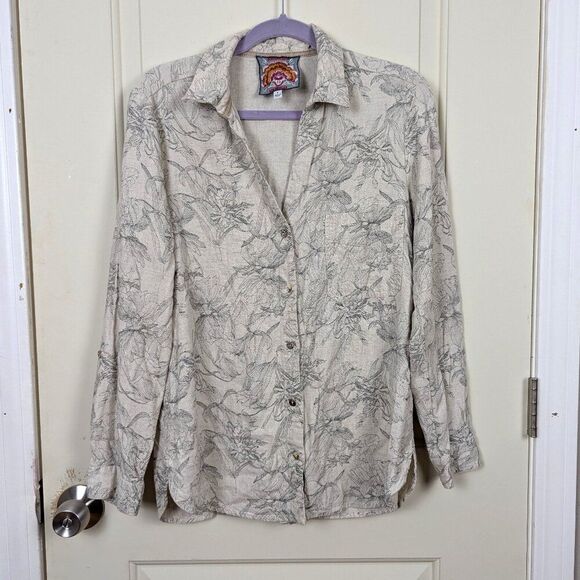 Johnny Was | Floral Sketch Button Down Shirt Size Small - Picture 2 of 10